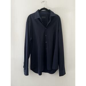 Prada Men’s Button Down Dress Shirt Dark Navy Blue Size 42 Classic Collared